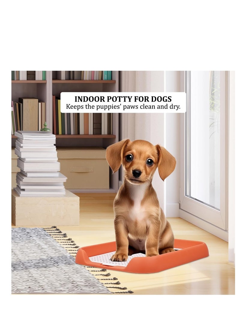 أن ان سي بيتس صينية بول للكلاب مصنوعة من البلاستيك المتين، خفيفة الوزن وقوية، صينية تدريب على استخدام المرحاض بطول 45 سم مع شبكة قابلة للفصل، مضادة للانزلاق، خالية من الكتلة، مثالية للكلاب الصغيرة والمتوسطة، (برتقالي) - Image 5