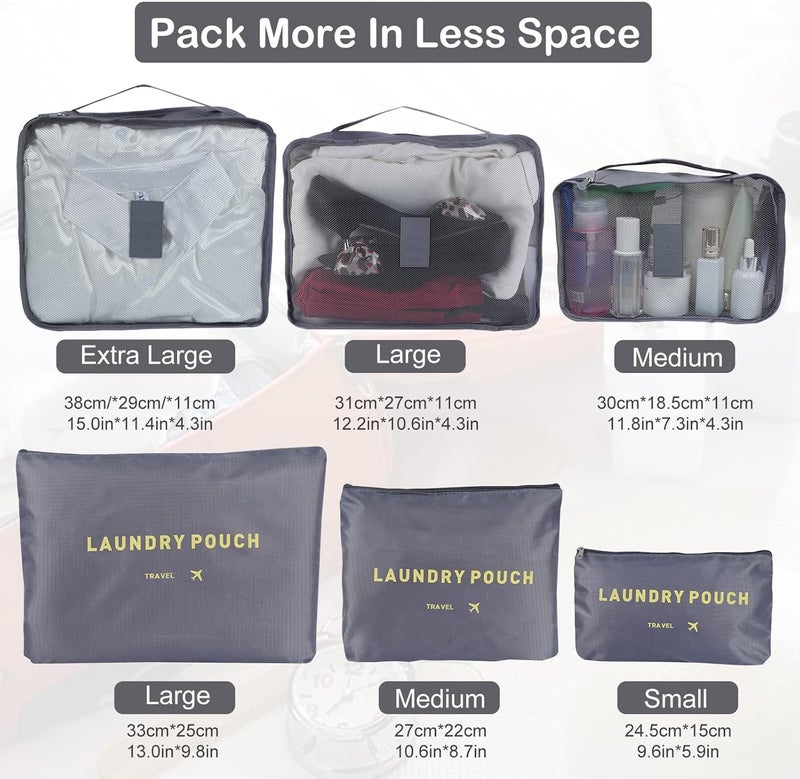 Travel Organizer Bags Set – 6-Piece Packing Cubes for Luggage, Clothes & Accessories Storage, Lightweight Zippered Pouch for Suitcase, Ideal for Travel, Vacation & Home Use - Image 5