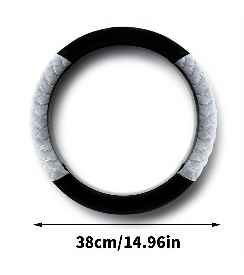 Gray Soft Plush Steering Wheel Cover Warm Heated Anti Slip Comfort Fit For Most Cars And SUVs - Image 2