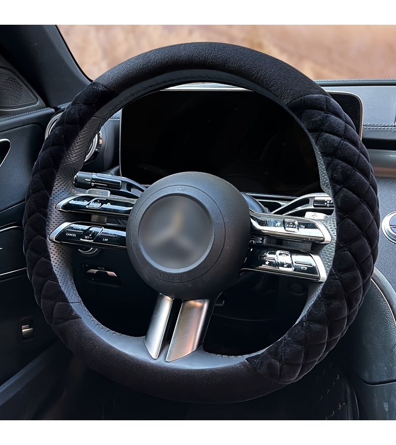 Gray Soft Plush Steering Wheel Cover Warm Heated Anti Slip Comfort Fit For Most Cars And SUVs - Image 3