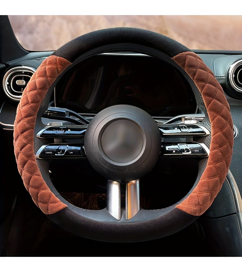 Gray Soft Plush Steering Wheel Cover Warm Heated Anti Slip Comfort Fit For Most Cars And SUVs - Image 5
