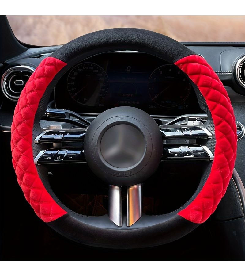 Gray Soft Plush Steering Wheel Cover Warm Heated Anti Slip Comfort Fit For Most Cars And SUVs - Image 4