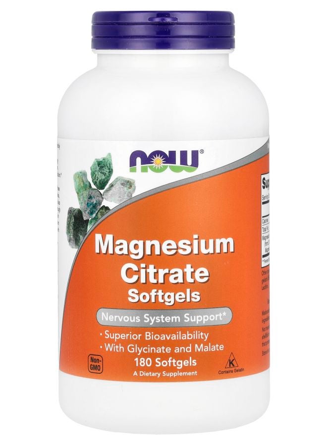 now Magnesium Citrate 180 Softgels