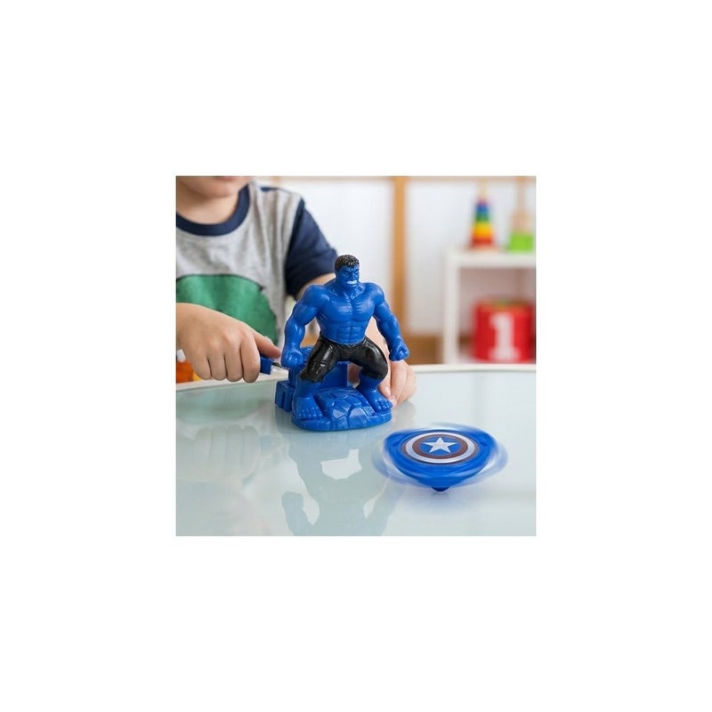 AVENGERS Combat Gyro Super Hero Spinning Top Toy Set for Kids, Avengers Theme, Blue, Captain America and Hulk Figures - Image 3