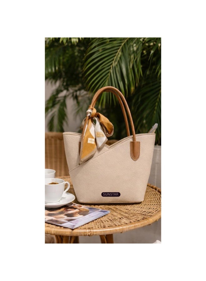 Elegant Everyday Tote with Chic Scarf Accent