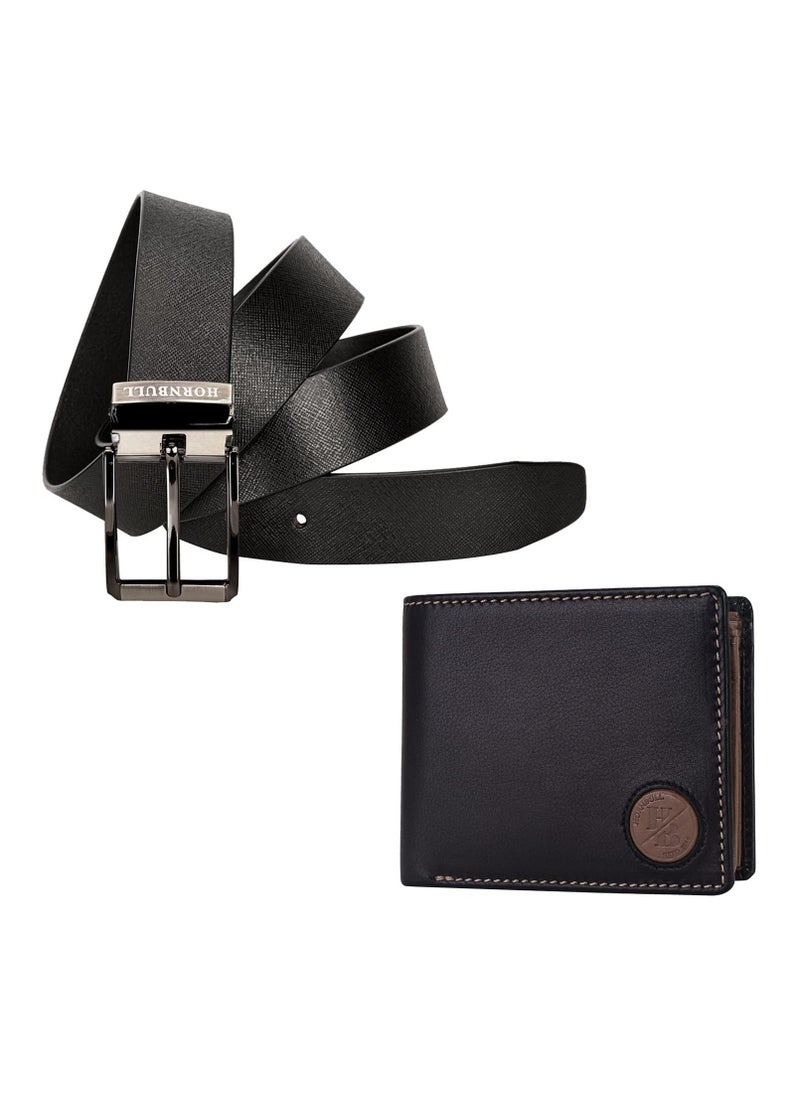 HORNBULL HORNBULL Gift Hamper for Men | Black Wallet and Black Belt Mens Combo Gift Set | Leather Wallets for Men | Mens Wallet BW104167  - Image 1