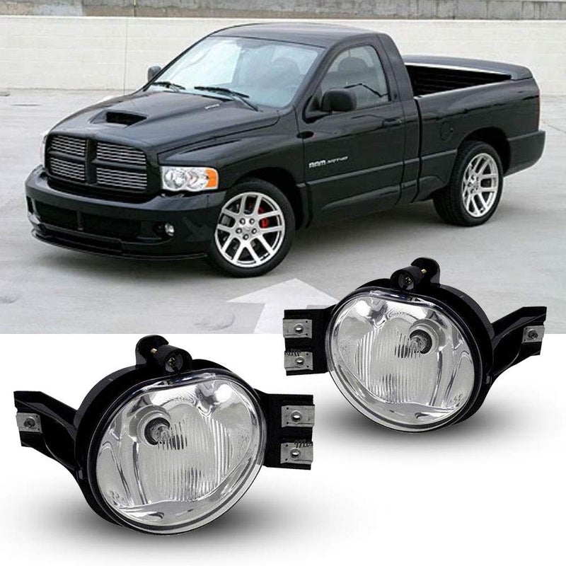 TOPSCOPE Driving Fog Lights with Clear Lens for 0208 Dodge Ram 1500 0309 Dodge Ram 2500 0310 Dodge Ram 3500 Fog Lamps for Passenger and Driver Side with OE Part 55077474AE 55077475AE