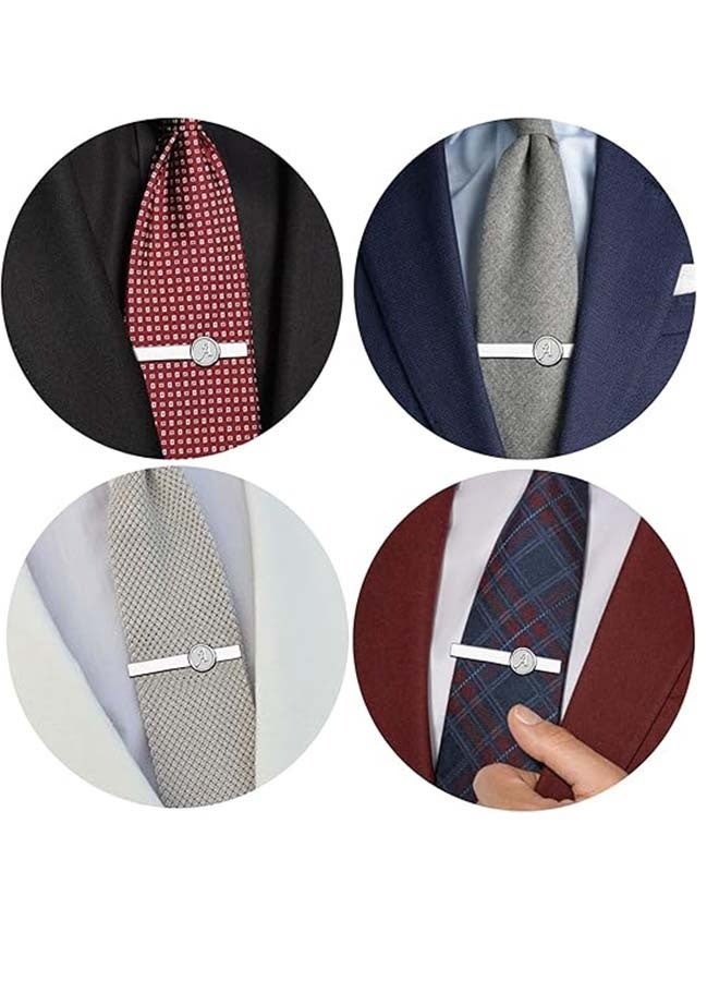 AMITER A Men'S Suit Featuring Initial Letter Tie Clips And Cufflinks, Suitable For Business Occasions, Weddings, Anniversaries, And More. - Image 3