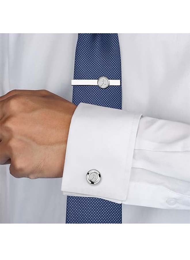 AMITER A Men'S Suit Featuring Initial Letter Tie Clips And Cufflinks, Suitable For Business Occasions, Weddings, Anniversaries, And More. - Image 2