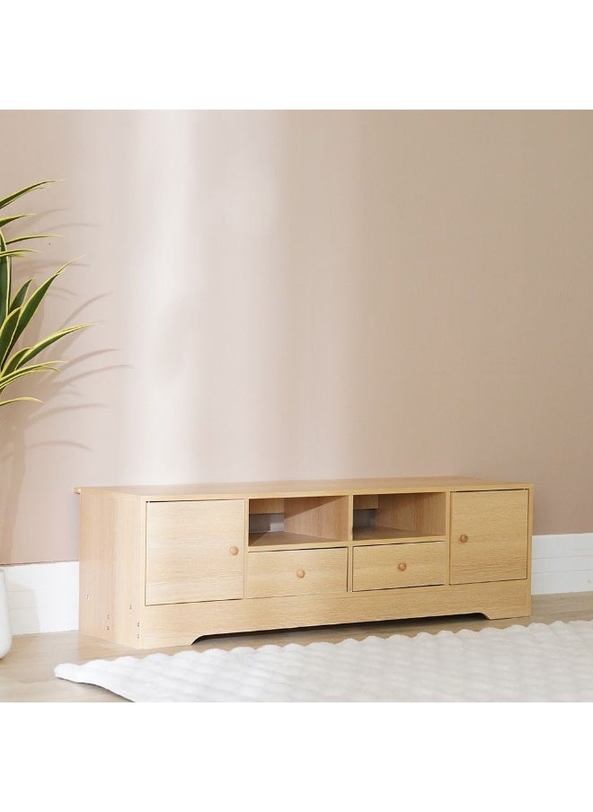 DANUBE HOME New Rhaze Tv Cabinet Modern Design Wall Unit Furniture Wooden Tv Stand Tv Rack Media Center For Living Room Bedroom L140Xw40Xh42Cm-Oak  - Image 3