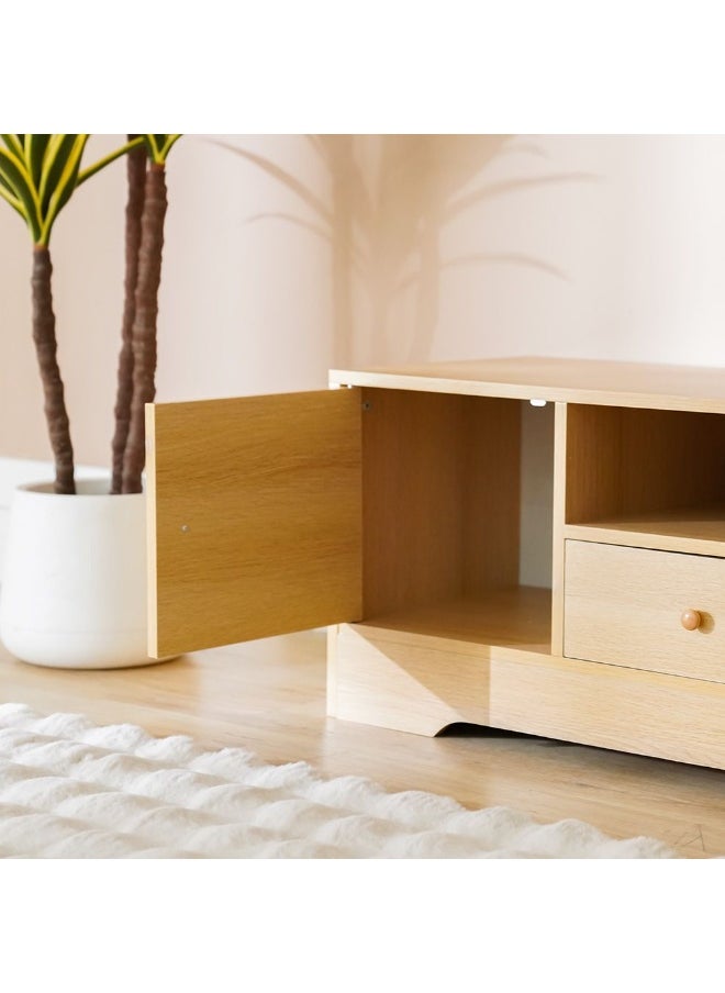DANUBE HOME New Rhaze Tv Cabinet Modern Design Wall Unit Furniture Wooden Tv Stand Tv Rack Media Center For Living Room Bedroom L140Xw40Xh42Cm-Oak  - Image 5