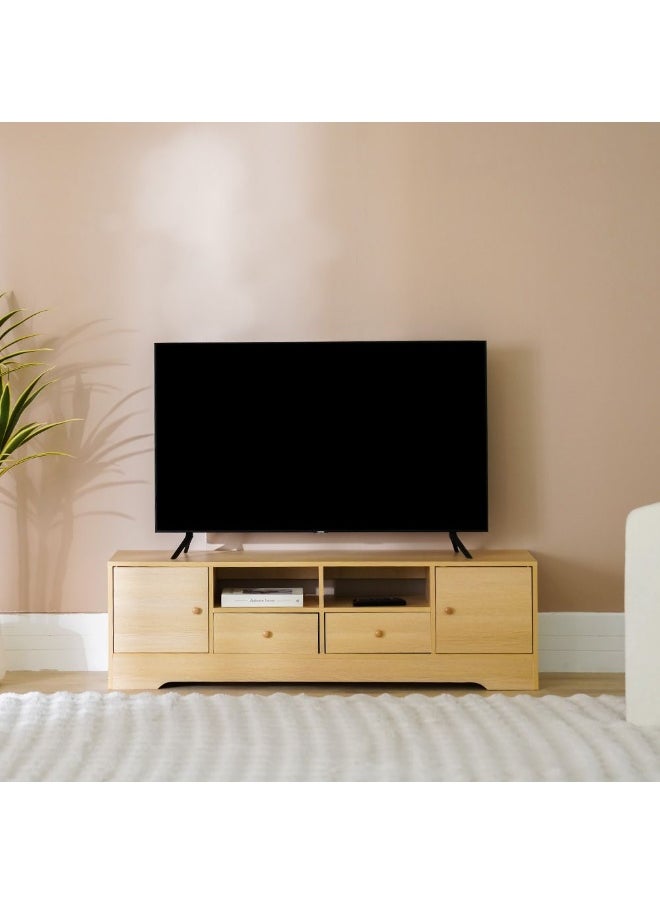 DANUBE HOME New Rhaze Tv Cabinet Modern Design Wall Unit Furniture Wooden Tv Stand Tv Rack Media Center For Living Room Bedroom L140Xw40Xh42Cm-Oak  - Image 2