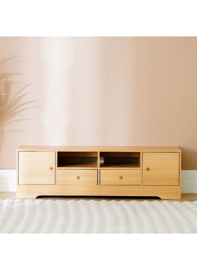 DANUBE HOME New Rhaze Tv Cabinet Modern Design Wall Unit Furniture Wooden Tv Stand Tv Rack Media Center For Living Room Bedroom L140Xw40Xh42Cm-Oak  - Image 4