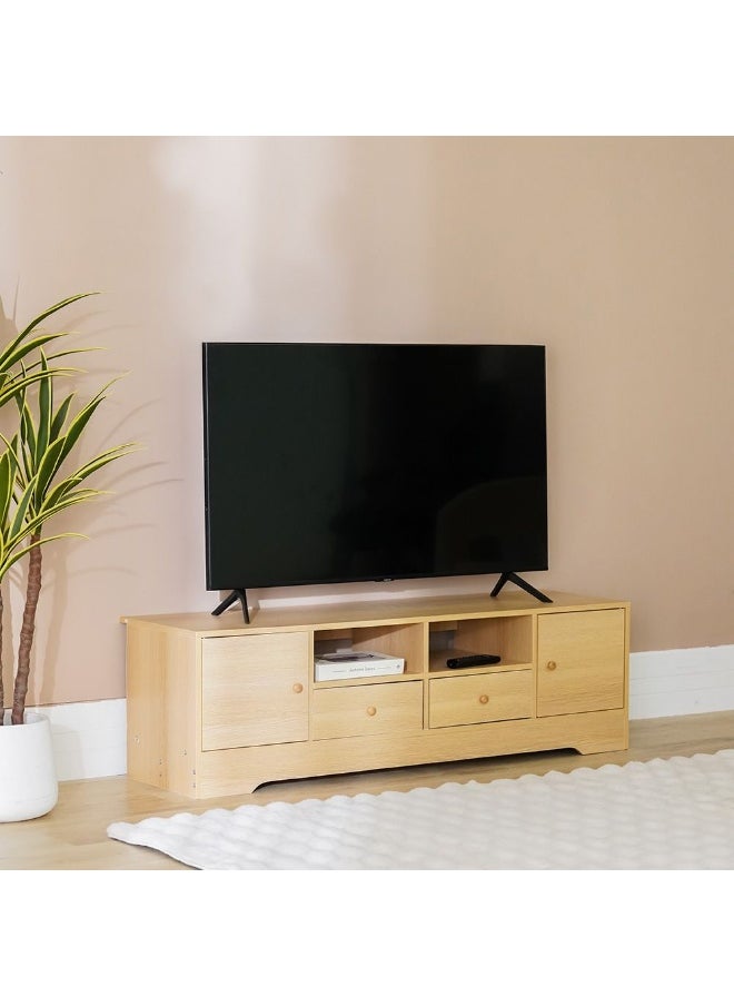 DANUBE HOME New Rhaze Tv Cabinet Modern Design Wall Unit Furniture Wooden Tv Stand Tv Rack Media Center For Living Room Bedroom L140Xw40Xh42Cm-Oak  - Image 1