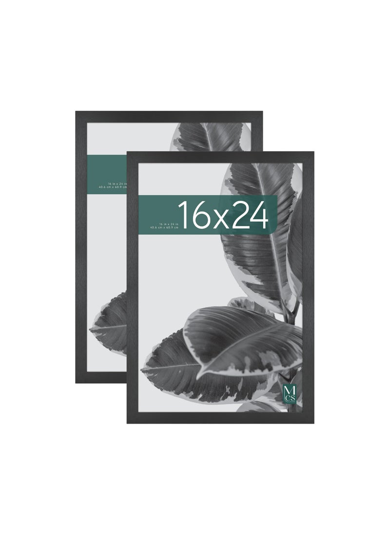 MCS MCS Studio Gallery 16x24 Poster Frame Black Woodgrain Vertical  Horizontal Wall Hanging Large Picture Frame for Photos Posters  Art Prints 2Pack 