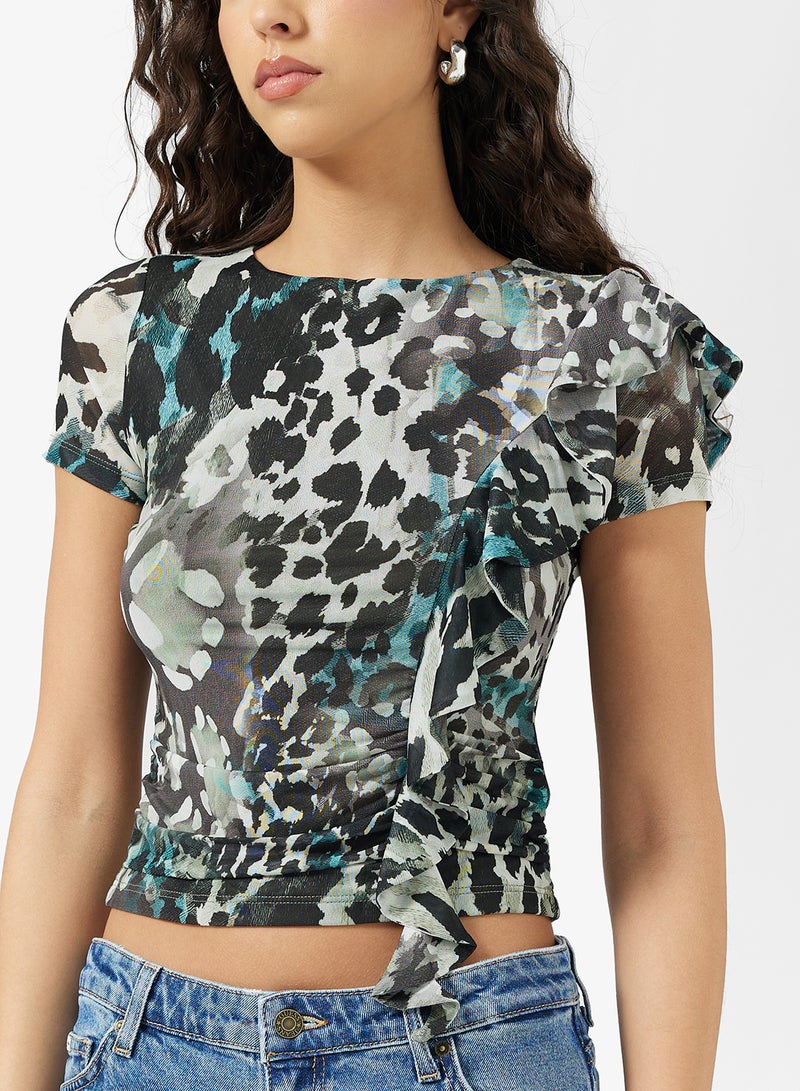GUESS Short Sleeve  Verdiana Ruffle Top - Image 3
