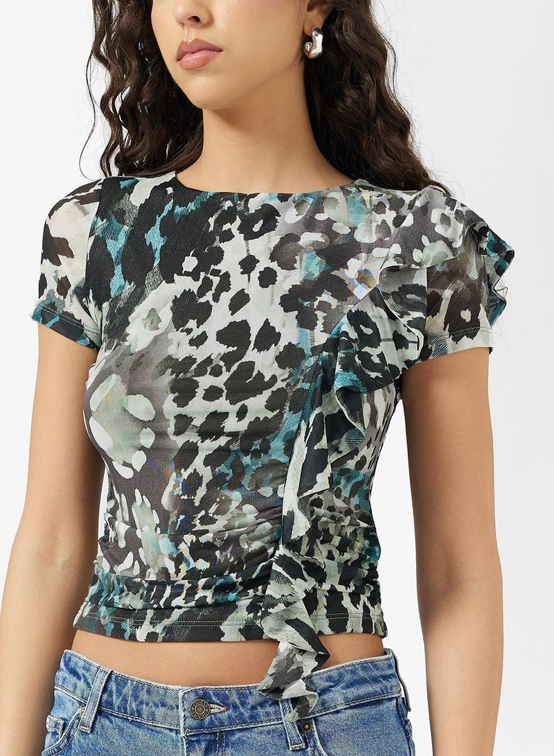 GUESS Short Sleeve  Verdiana Ruffle Top - Image 1
