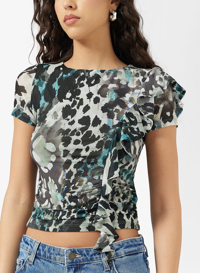 GUESS Short Sleeve  Verdiana Ruffle Top - Image 3