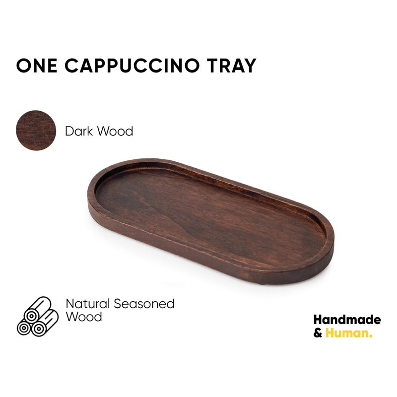 Shay صينية كابتشينو صغيرة من الخشب، جوز | صينية خشبية للتقديم | صينية خشبية للتقديم | صينية تقديم | صواني خشبية | (صينية كابتشينو فقط - جوز) - Image 2