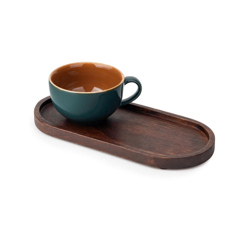 Shay صينية كابتشينو صغيرة من الخشب، جوز | صينية خشبية للتقديم | صينية خشبية للتقديم | صينية تقديم | صواني خشبية | (صينية كابتشينو فقط - جوز) - Image 5