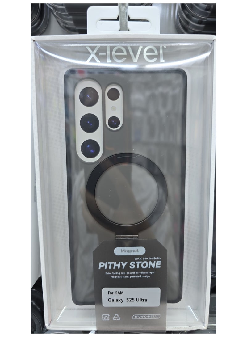 إكس ليفيل حافظة مغناطيسية من الجيل الثاني من X-Level Pithy Stone لهاتف سامسونج جالاكسي S25 الترا - أسود - Image 1