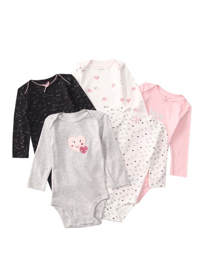 RedMapleTEK 5-Piece Set Of pure Cotton Jumpsuits For Infants And Young Children, Short-Sleeved Crawling Clothes  - Image 1