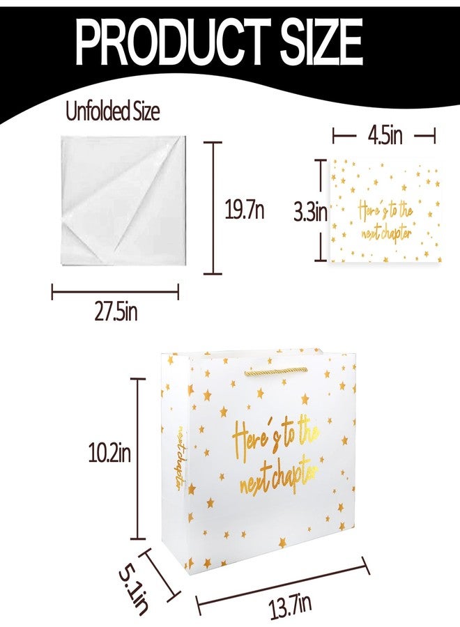 Pandecor 13" Large Here's to the Next Chapter Paper Gift Bag with Card and Tissue Paper for Graduation Coworker Leaving New Job and Retirement Party - Image 2