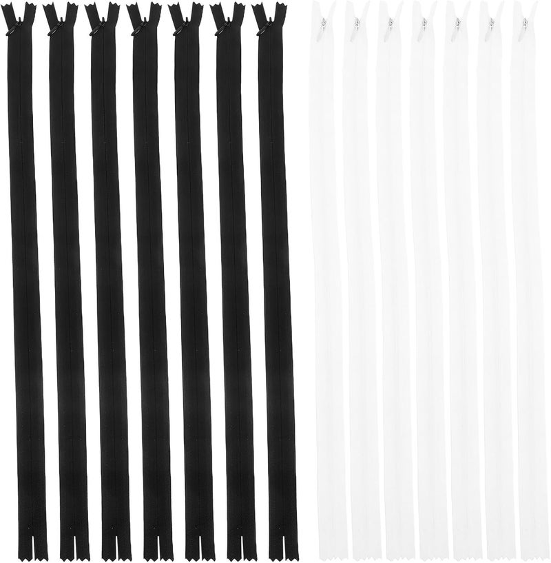 POPETPOP 20pcs Nylon Invisible Hidden Zippers Closed End for Sewing Garment Making Dress Repairs Crafting DIY Projects – Black and White, 46cm Length - Image 1