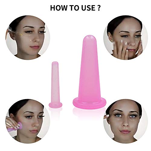 KRISMYA 4 Pcs Facial Cupping Set,Natural Silicone Facial Massage Cup for Body,Face,Neck,Back,Eye Massage,Vacuum Tank,Perfect for Body,Facial Care,Anti-aging Beauty Tool(2 Small&2 Large, Pink) - Image 3