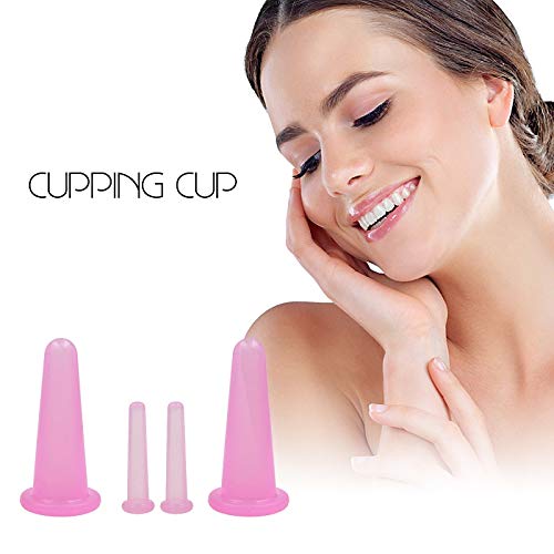 KRISMYA 4 Pcs Facial Cupping Set,Natural Silicone Facial Massage Cup for Body,Face,Neck,Back,Eye Massage,Vacuum Tank,Perfect for Body,Facial Care,Anti-aging Beauty Tool(2 Small&2 Large, Pink) - Image 5