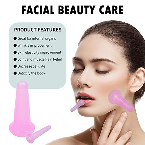 KRISMYA 4 Pcs Facial Cupping Set,Natural Silicone Facial Massage Cup for Body,Face,Neck,Back,Eye Massage,Vacuum Tank,Perfect for Body,Facial Care,Anti-aging Beauty Tool(2 Small&2 Large, Pink) - Image 4