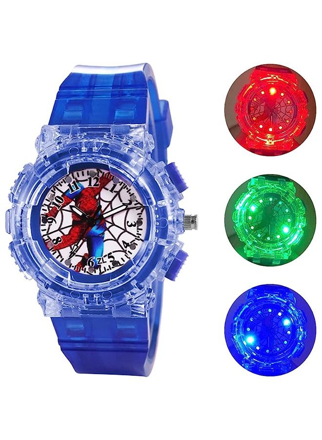 Spider-Man Kids Watch,Superhero Kids Analog Watch for Boys Girls,Adjustable Strap Learning Time Kids Wrist Watch with 7 Colors Flashing,Cool Inexpensive Gift for Toddlers,Boys,Girls