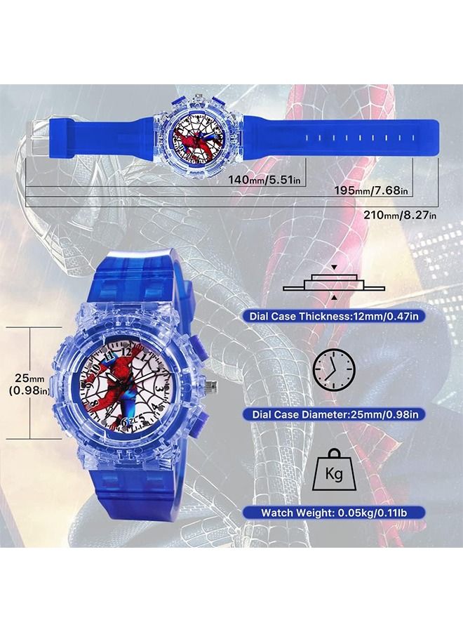 Spider-Man Kids Watch,Superhero Kids Analog Watch for Boys Girls,Adjustable Strap Learning Time Kids Wrist Watch with 7 Colors Flashing,Cool Inexpensive Gift for Toddlers,Boys,Girls  - Image 2