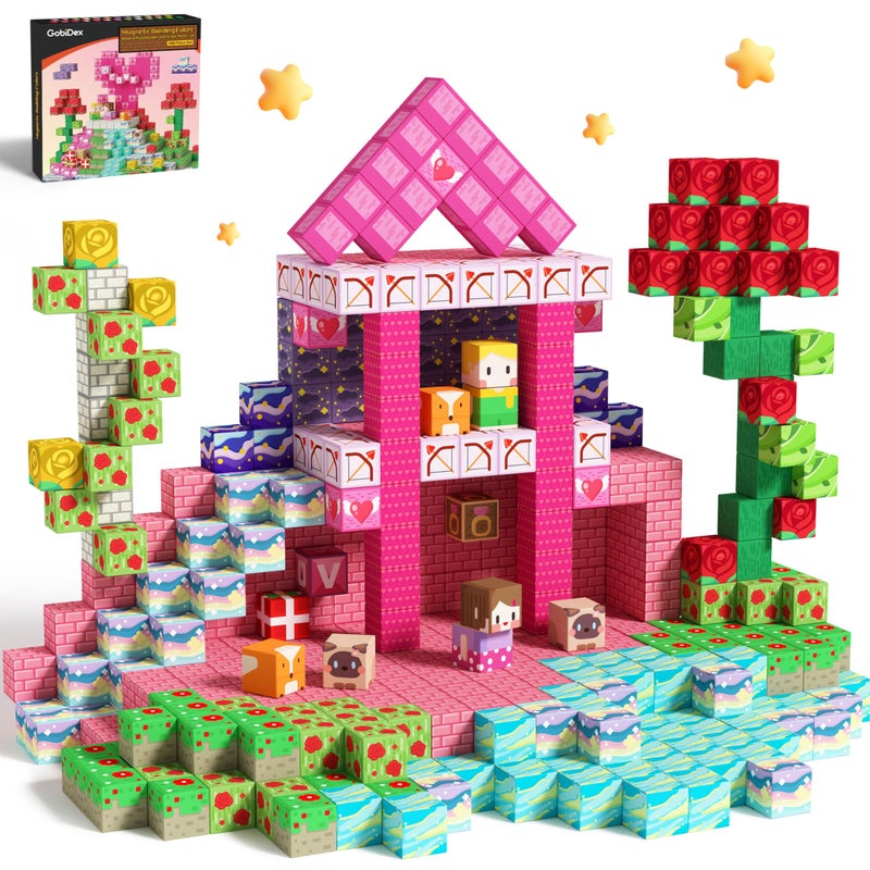 GobiDex 100PCS Magnetic Blocks Princess Building Toys for Girls Age 3 GameBased Build MagWonder with STEM Magnet Construction Set Sensory Gifts for Kids Birthday 1 inch - Image 2