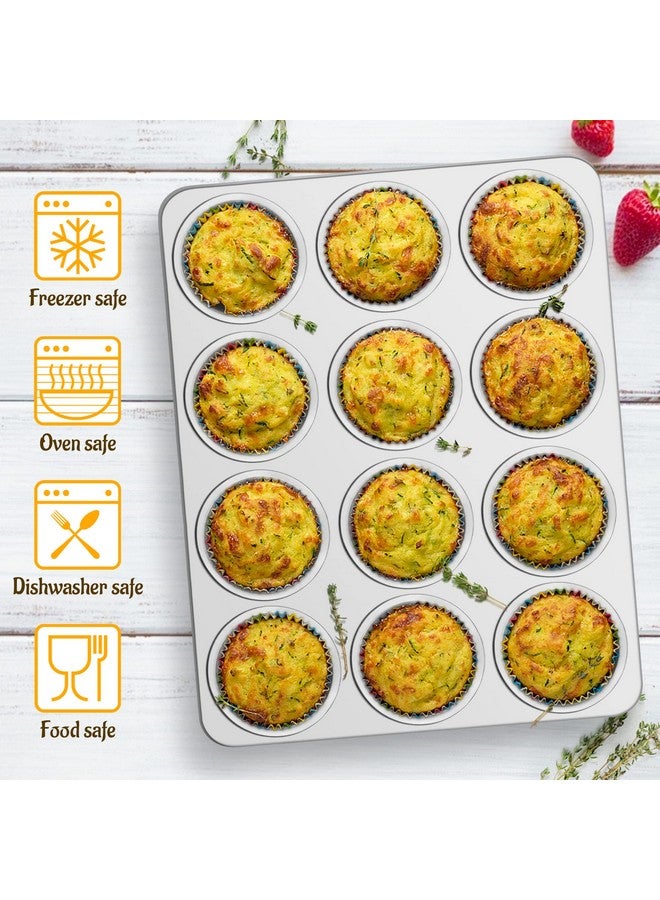 إي-فار قوالب كب كيك من إي-فار، 12 كوبًا، مجموعة من قطعتين، قوالب كب كيك من الفولاذ المقاوم للصدأ، قوالب خبز كب كيك معدنية للفرن، حجم عادي وسهل التنظيف، غير سام وآمن للاستخدام في غسالة الأطباق - عبوة من قطعتين - Image 3