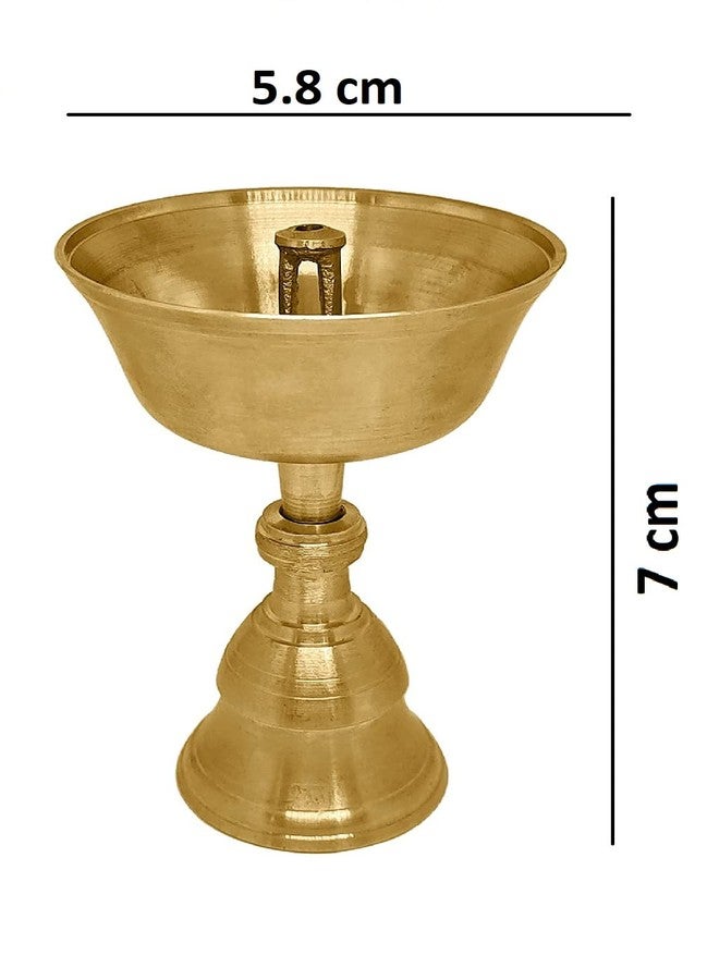 Satvik 2 Pc Set of Pure Brass Diya for Pooja Tibetan Buddhist Altar Supplies Indian Puja Kutthu Vilakku Deepam Meditation Offering Butter Lamp Tea Light Holder Indian Housewarming Return Gift Idea - Image 2