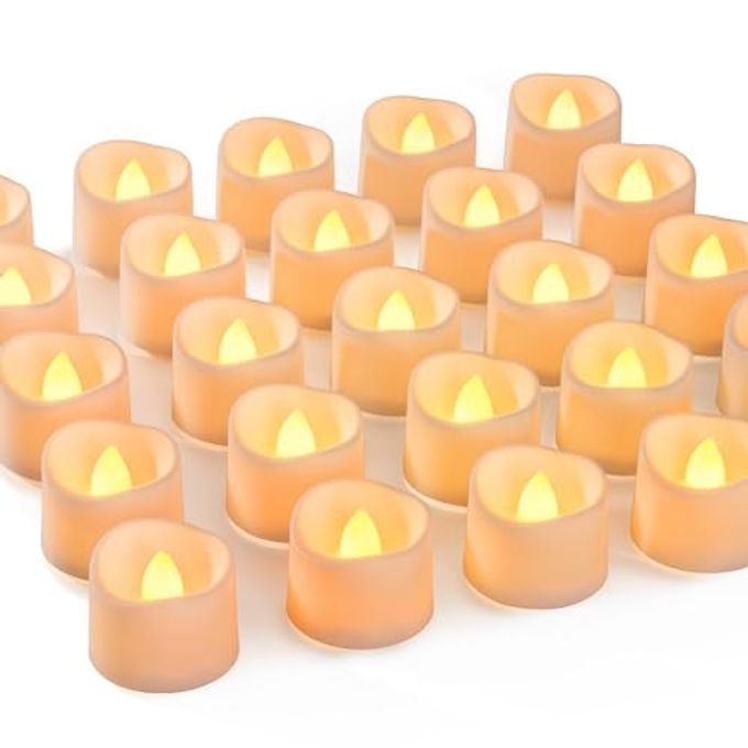 Homemory 48-Pack Novelty Flickering Flameless Tea Lights Candles, 200+Hours Battery-Operated LED Fake Candles for Wedding Table Centerpieces,Proposal,Anniversary, White Base, 1.5''xH1.3 - Image 1
