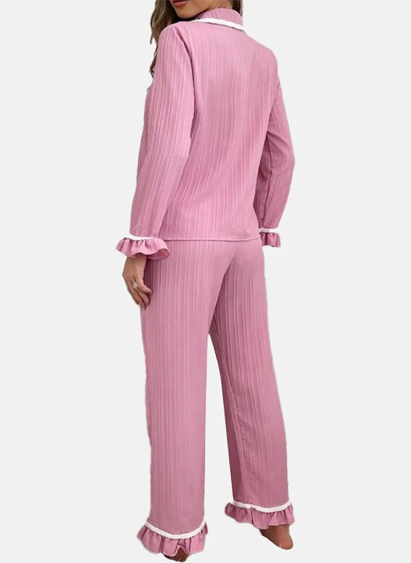 YUNIQEE Pink Solid Pyjamas & Shirt