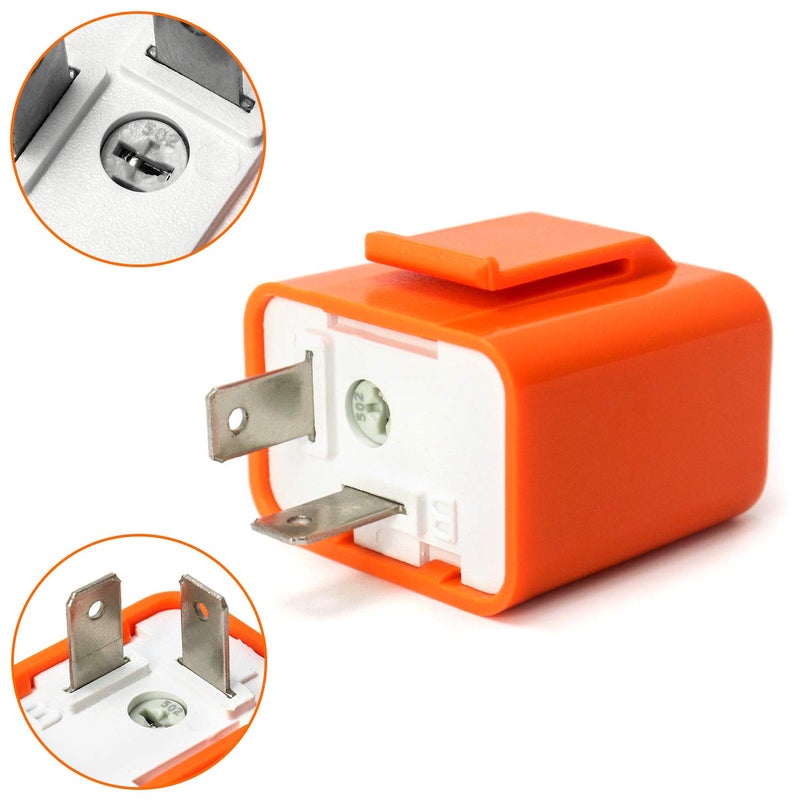 QWORK 2Pcs 2-Pin Electronic Turn Signal Flasher Relay Fix Motorcycle Turn Signal Hyper Flash, Adjustable Motorcycle LED Turn Signal Hyper Indicator Flasher Relay - Image 2
