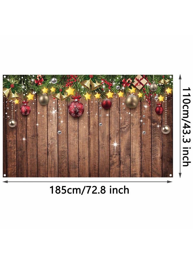 Blulu خلفية عيد الميلاد للتصوير قماش بنمط خشبي خلفية عيد الميلاد زينة شجرة الصنوبر خلفية تصوير عيد الميلاد خلفية تصوير عيد الميلاد لعيد رأس السنة إكسسوارات عيد الميلاد، 72.8 × 43.3 بوصة - Image 2