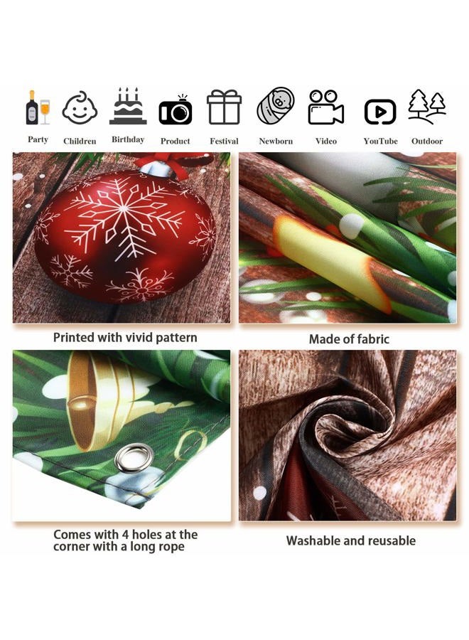 Blulu خلفية عيد الميلاد للتصوير قماش بنمط خشبي خلفية عيد الميلاد زينة شجرة الصنوبر خلفية تصوير عيد الميلاد خلفية تصوير عيد الميلاد لعيد رأس السنة إكسسوارات عيد الميلاد، 72.8 × 43.3 بوصة - Image 3