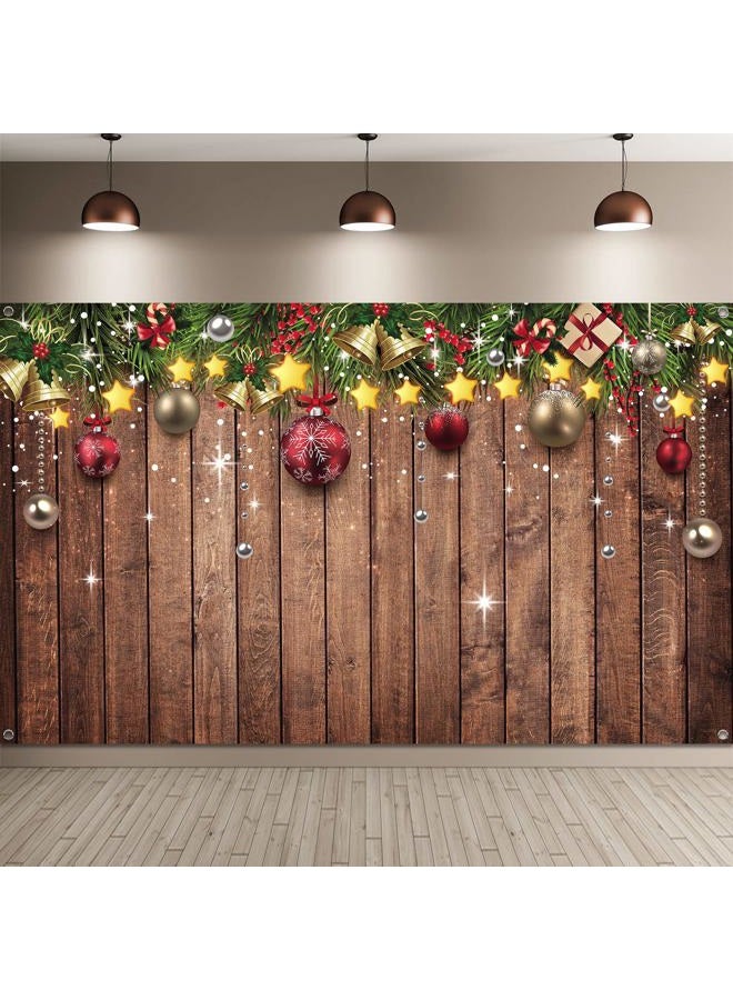 Blulu خلفية عيد الميلاد للتصوير قماش بنمط خشبي خلفية عيد الميلاد زينة شجرة الصنوبر خلفية تصوير عيد الميلاد خلفية تصوير عيد الميلاد لعيد رأس السنة إكسسوارات عيد الميلاد، 72.8 × 43.3 بوصة - Image 1