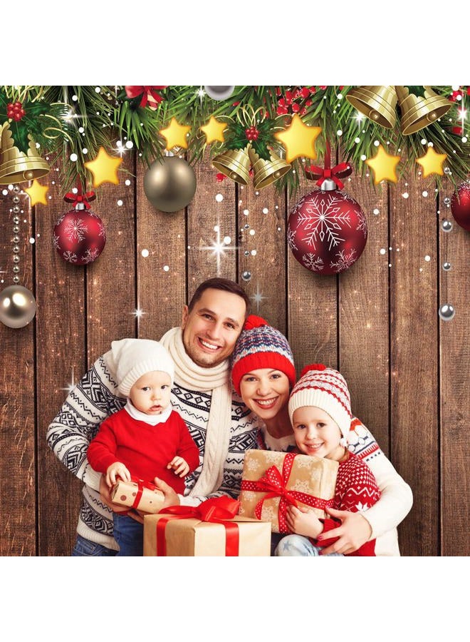 Blulu خلفية عيد الميلاد للتصوير قماش بنمط خشبي خلفية عيد الميلاد زينة شجرة الصنوبر خلفية تصوير عيد الميلاد خلفية تصوير عيد الميلاد لعيد رأس السنة إكسسوارات عيد الميلاد، 72.8 × 43.3 بوصة - Image 5