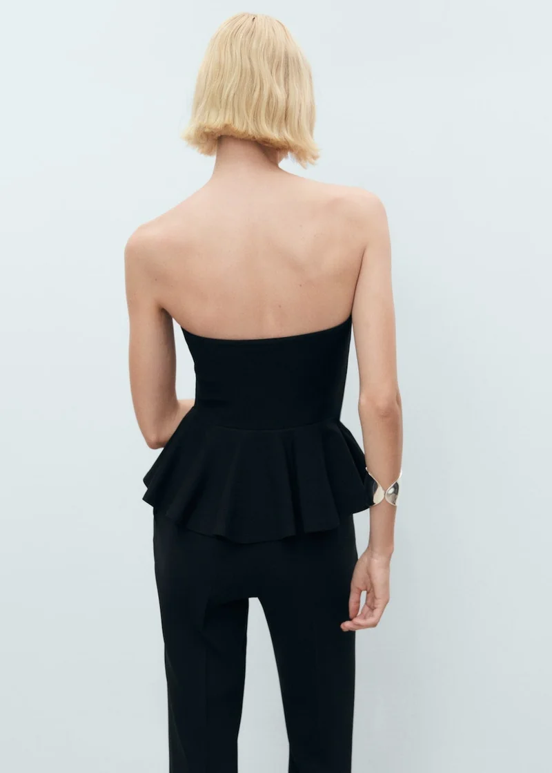 MANGO Strapless peplum top