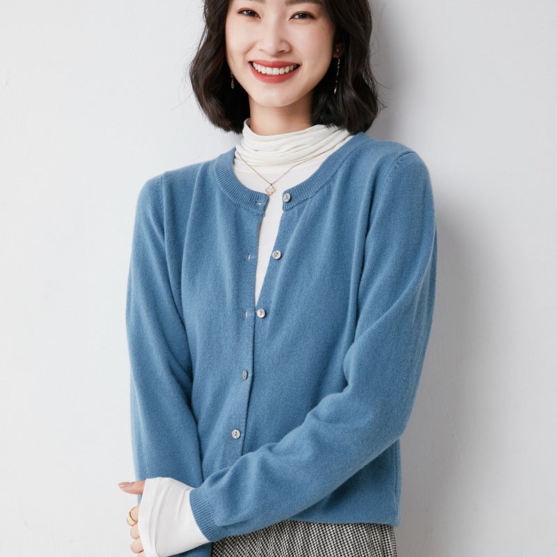 2024 Winter Wool-Blend Knit Cardigan CAMEL  - Image 2