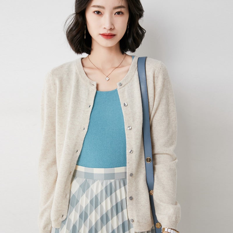2024 Winter Wool-Blend Knit Cardigan CAMEL  - Image 5