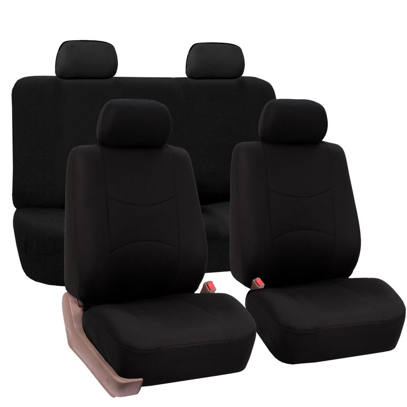 FH Group FH Group Full Set Black Cloth - Universal Fit Automotive Seat Covers, Low Back Front Solid Cover, Washable Car Cover for SUV, Sedan and Van  - Image 1
