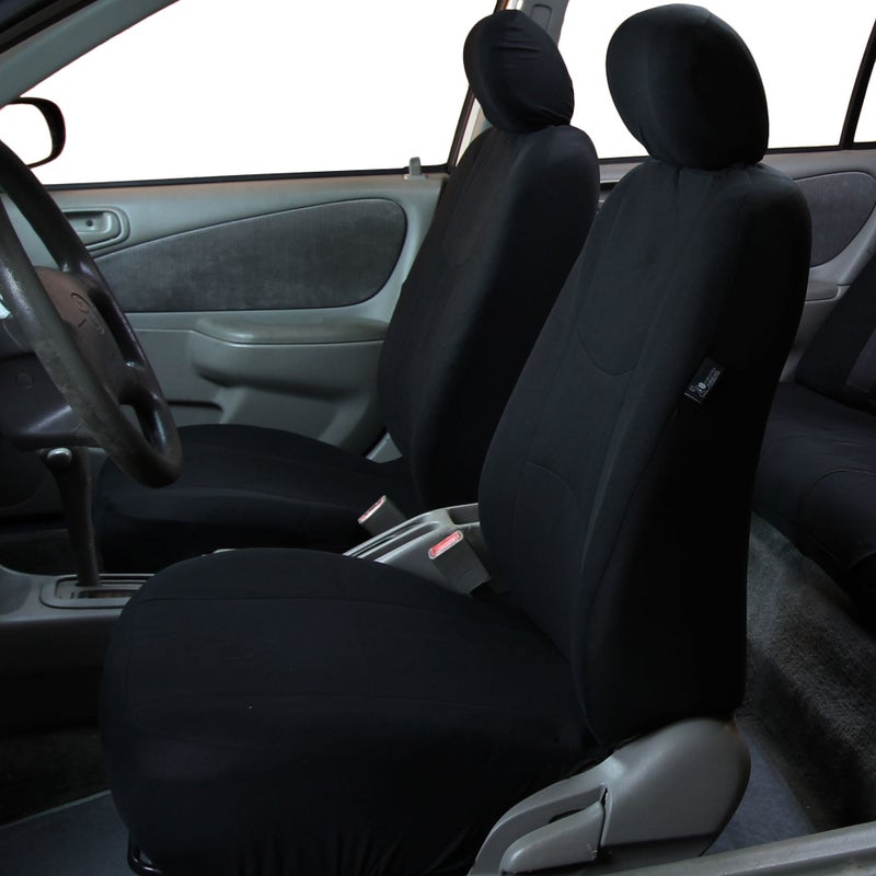 FH Group FH Group Full Set Black Cloth - Universal Fit Automotive Seat Covers, Low Back Front Solid Cover, Washable Car Cover for SUV, Sedan and Van  - Image 2
