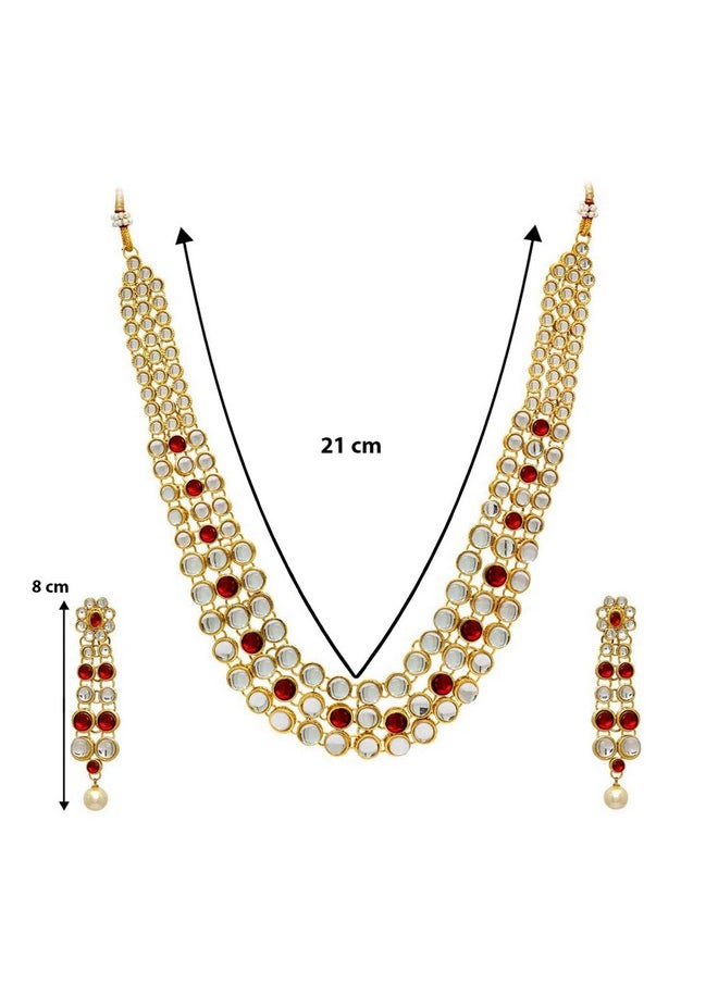 Aheli - Indian Bollywood Style Wedding Party Faux Kundan Necklace With Earrings Set Ethnic Fashion Jewelry For Women - Image 1