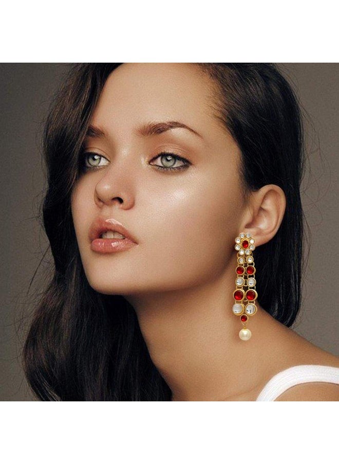 Aheli - Indian Bollywood Style Wedding Party Faux Kundan Necklace With Earrings Set Ethnic Fashion Jewelry For Women - Image 1